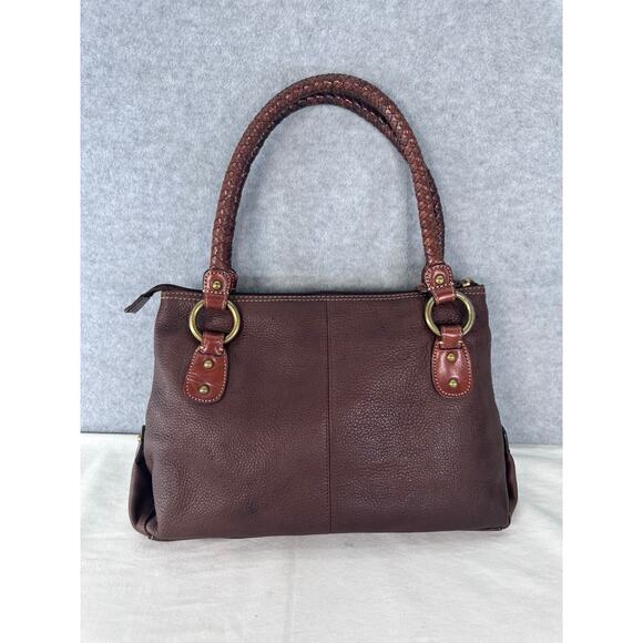 Fossil Handbags - VTG Fossil Brown Pebbled Leather Braided Strap Shoulder Bag BOHO Classic Tote